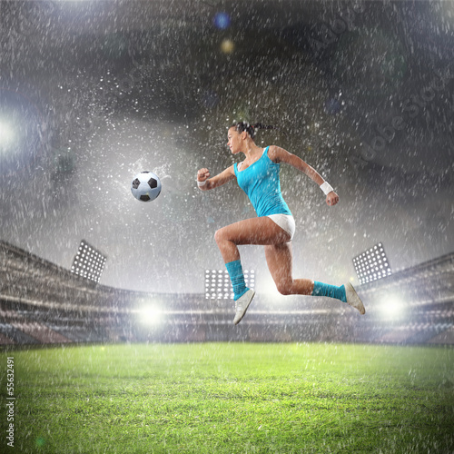 Naklejka na szybę Young woman football player