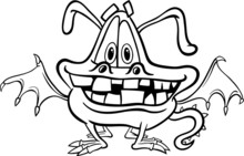 Cartoon Monster Illustration For Coloring
