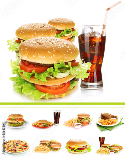Board z aluminiowym obramowaniem Kolaż z fast food