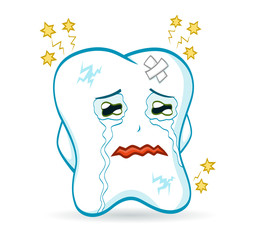 Fototapete - Very sick cartoon tooth