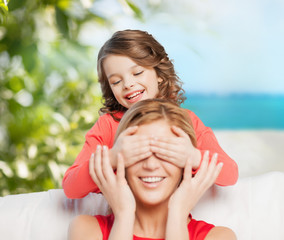 Canvas Print - happy mother and daughter