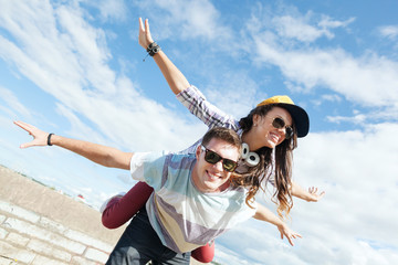 Sticker - teenagers having fun outside