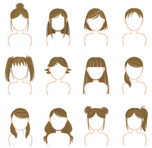 Gold hairstyle icon collection set