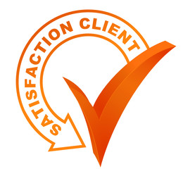 Poster - satisfaction client sur symbole validé orange