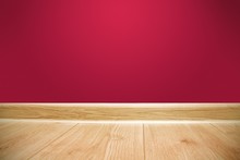 Red Wall And Wooden Floor Background