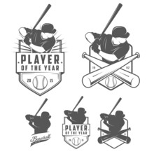 Set Of Vintage Baseball Labels And Badges