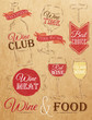 Set collection of wine. Kraft paper.