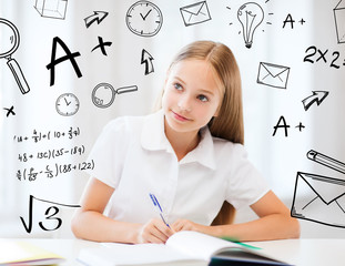 Wall Mural - student girl studying at school