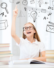 Poster - student girl studying at school