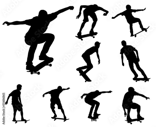 Nowoczesny obraz na płótnie skateboarders silhouettes collection - vector