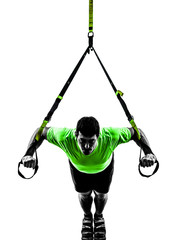 man exercising suspension training  trx silhouette