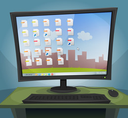 Desktop Computer with Operating System On Screen