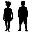 Silhouettes of boy and girl