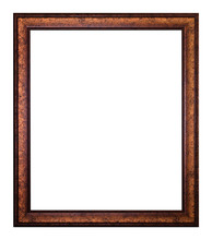 Old Wooden Picture Frame In Bronze Isolated On White