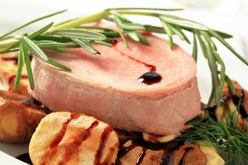 Poster - Pork loin steak and baked potatoes