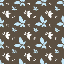 Seamless Pattern With Flowers And Dots, Vector Illustration