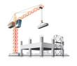 Building construction with crane