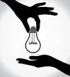 hand silhouette light bulb idea exchange concept vector