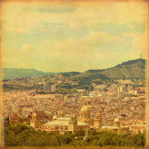 Board z aluminiowym obramowaniem Stary obraz w stylu barcelona.