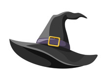 Black Witches Hat. Vector Illustration.