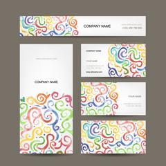 Aufkleber - Business cards collection with watercolor waves design