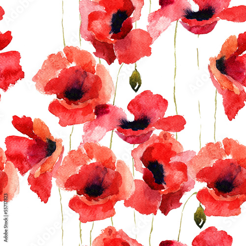 Fototapeta dla dzieci Stylized Poppy flowers illustration