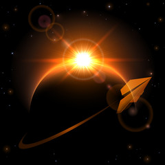 Wall Mural - space eclipse and plane