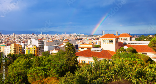 Obraz na płótnie canvas dwuczęściowy "dyptyk" Barcelona z pałacu narodowego Montjuic