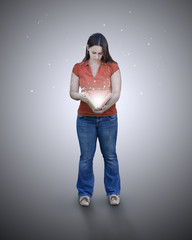 Wall Mural - woman with glowing book.