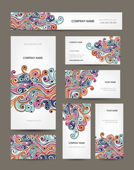 Poster - Business cards collection, abstract waves design