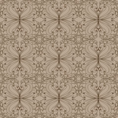 Wall Mural - Seamless pattern with leaves and curls. Classic wallpaper