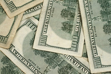 Close Up Of American Hundred Dollar Bills