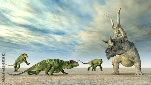 Fotoboard na płycie Dinozaury doliosauriscus i diabloceratops