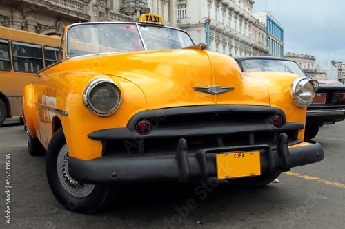 Naklejka - mata magnetyczna na lodówkę Yellow Cuban Taxi