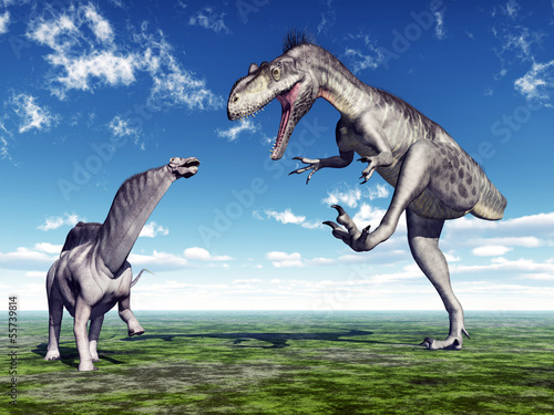 Plakat na zamówienie Die Dinosaurier Amargasaurus und Megalosaurus