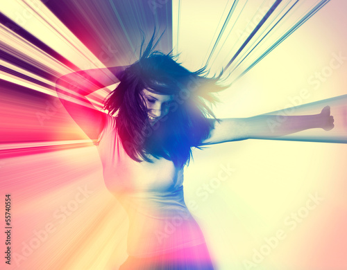 Plakat na papierze fotorealistycznym Danicing disco girl / disco disco 04