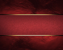 Design Template. Red Background With Red Ribbon