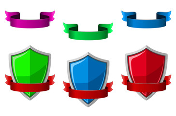 Leinwandbilder - Security icons with shields and ribbons