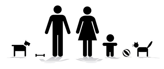 Poster - Symbol of family with child and pets - illustration