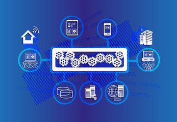 Wall Mural - Enterprise Service Bus on blue texture background