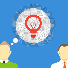 Aufkleber - Two talking businessmen with abstract speech cloud of different