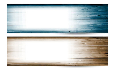 set of two vector banner with wood pattern