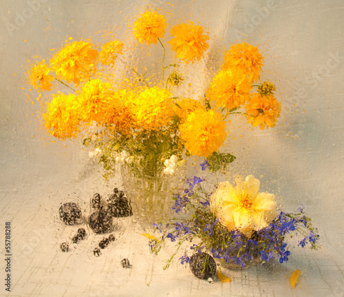 martwa-natura-zolte-kwiaty-w-wazonie-obraz-olejny