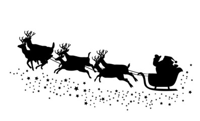 Wall Mural - vector Santa Claus flying with deer