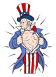 © VectorShots - Superhero Uncle Sam Showing Chest - 4th of July Vector Illustrat