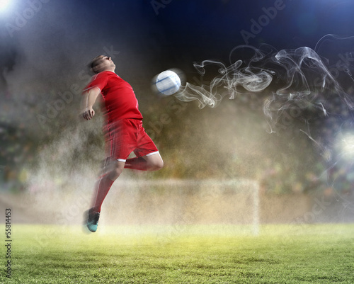 Foto-Schiebegardine Komplettsystem - football player striking the ball (von Sergey Nivens)