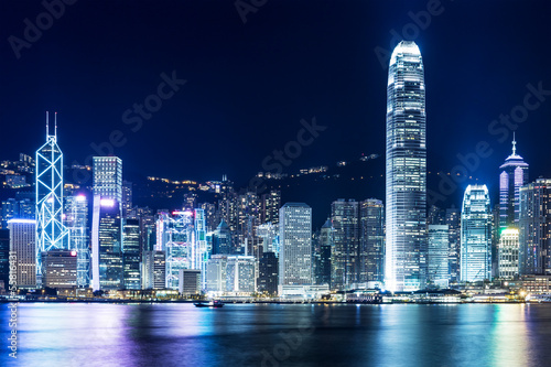 Naklejka samoprzylepna Hongkong landmark w nocy
