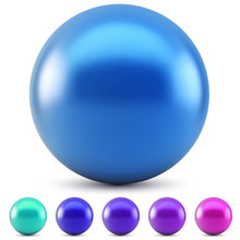 Blue Glossy Ball Vector Illustration Isolated