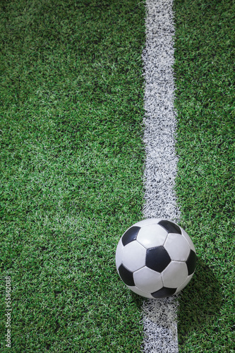 Naklejka na szafę Soccer field with soccer ball and line