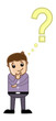 © VectorShots - FAQ Concept - Man Thinking With Question Mark - Business Cartoon